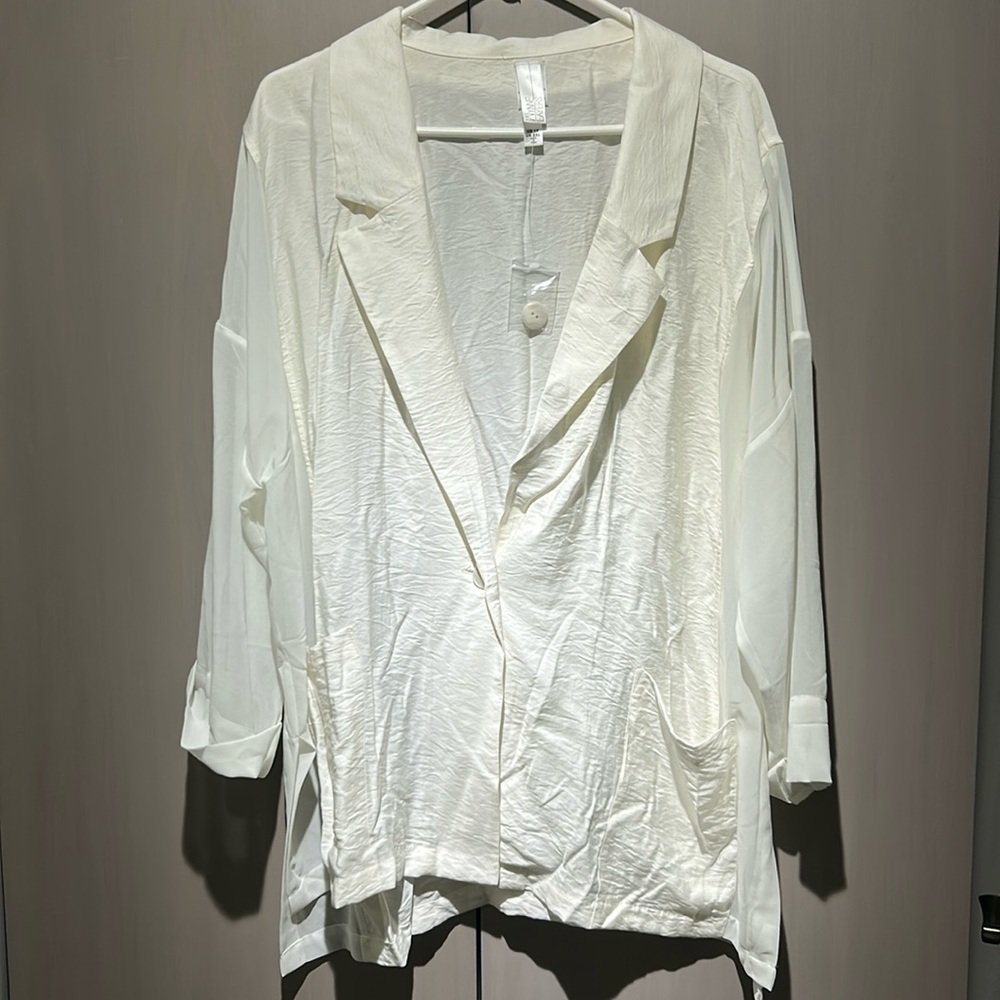 WynneLayers Malibu Chiffon Jacket 1X White Cloud